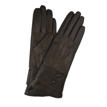 Kasjmier gevoerde leren dameshandschoenen met armband met knopen.-Belle