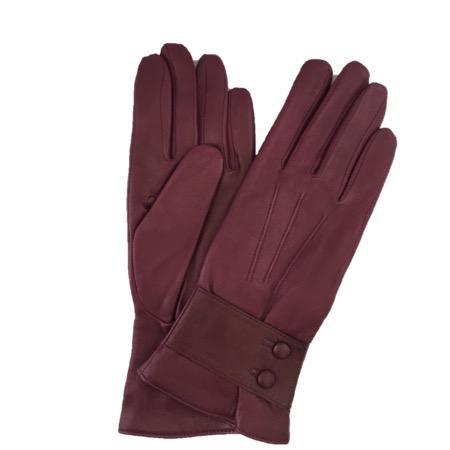 Kasjmier gevoerde leren dameshandschoenen met armband met knopen.-Belle