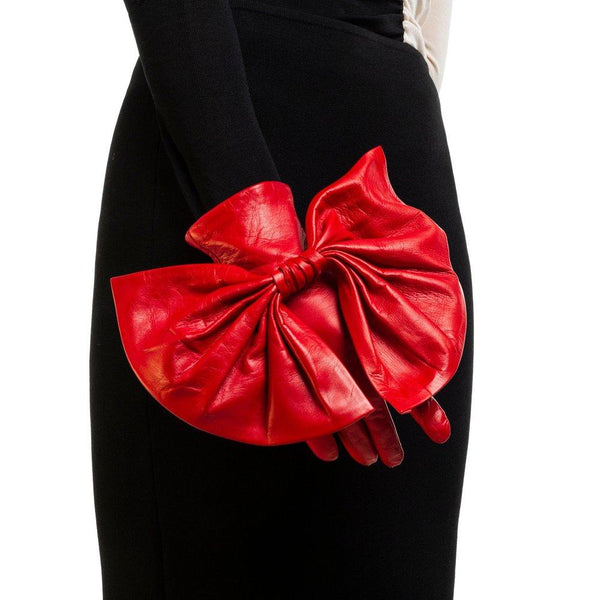 Dameshandschoenen van luxe leer met oversized strikdetail-Minnie Massive