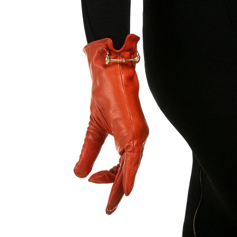 Leren dameshandschoenen met zijden voering, Horsebit-details, Isabella-sluiting op de rug