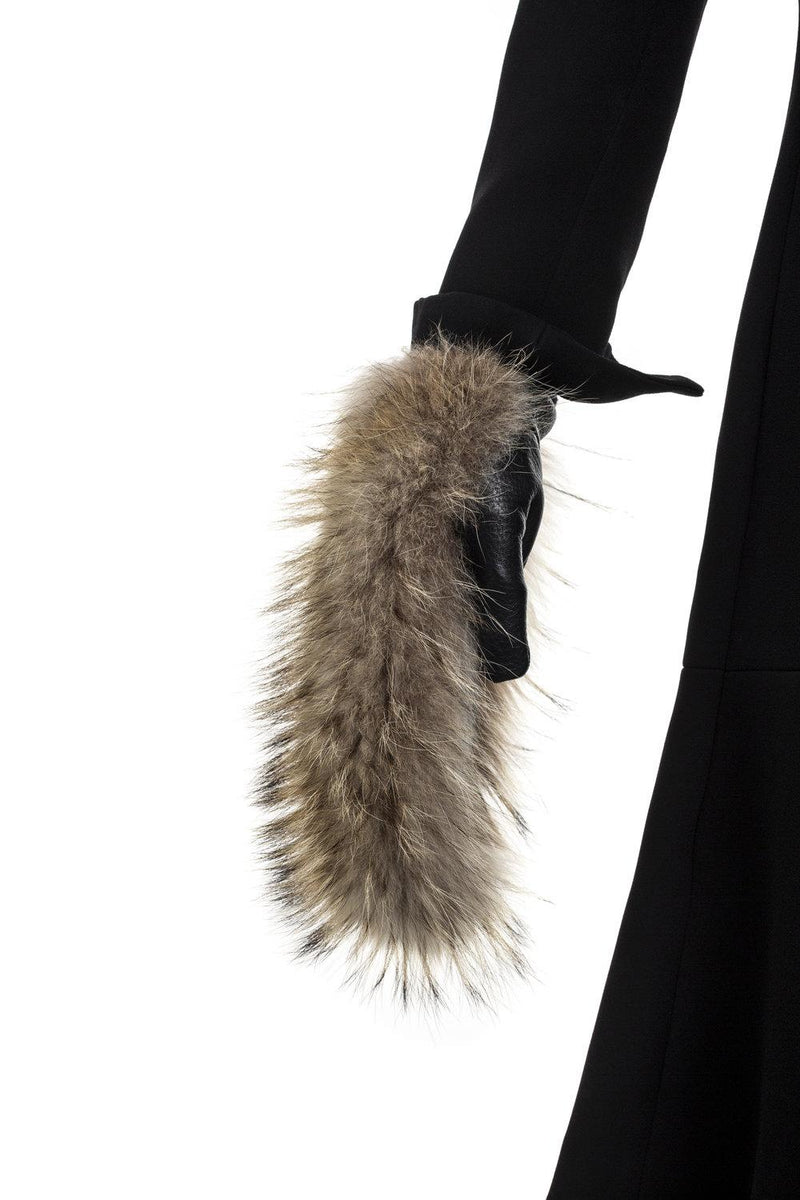 Dameshandschoenen van fleece gevoerd leer van wasbeerbont-Antoinella