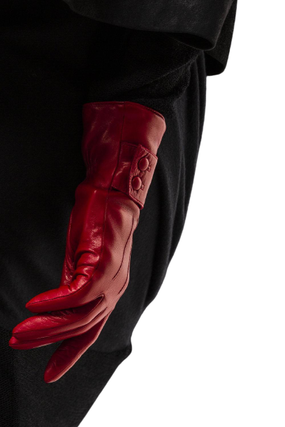Kasjmier gevoerde leren dameshandschoenen met armband met knopen.-Belle