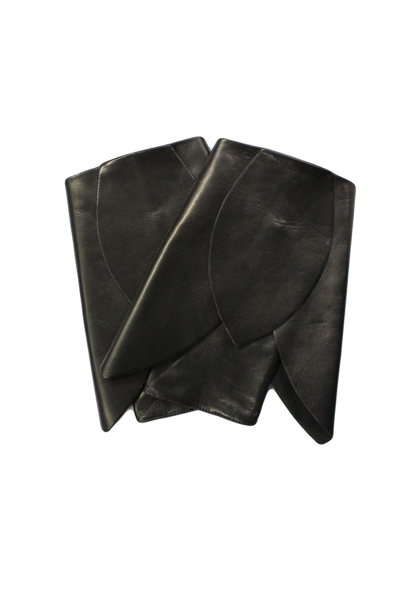 Vingerloze zwarte lederen dameshandschoenen - Amelia Cuff