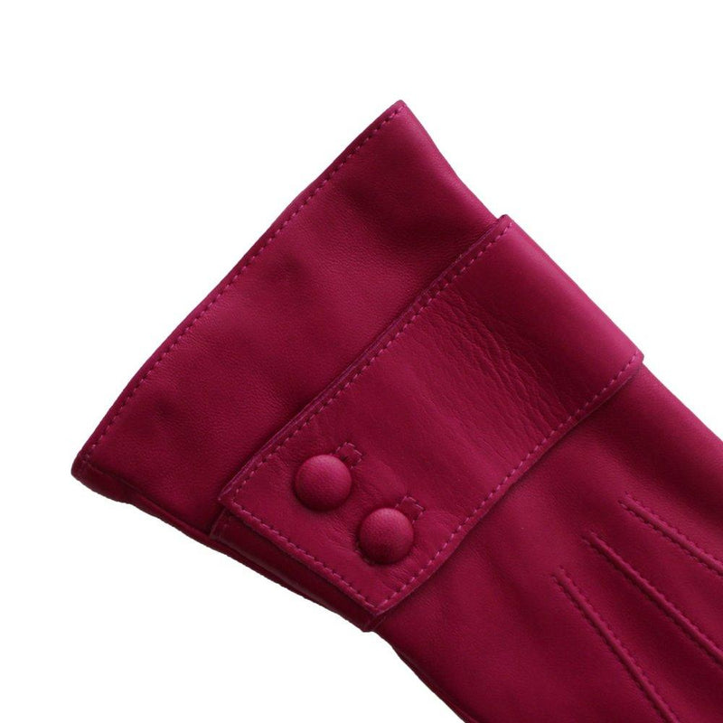 Kasjmier gevoerde leren dameshandschoenen met armband met knopen.-Belle