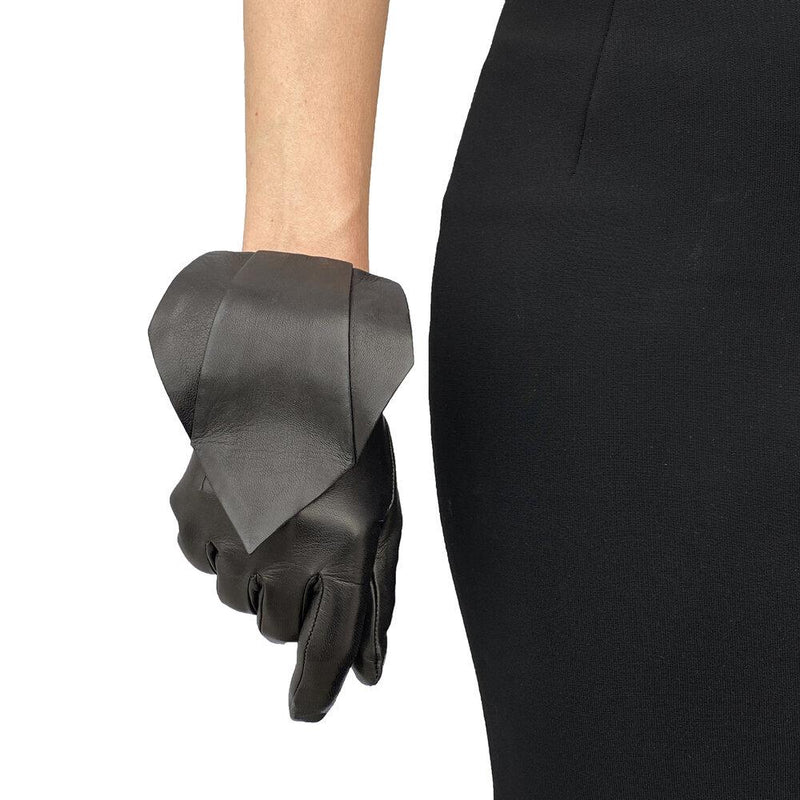 Dameshandschoenen van lamsleer, klassiek zwart leer, Bonnie 3
