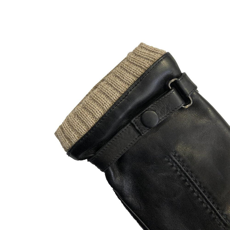 Met de hand genaaide herenhandschoenen van lamsleer met kasjmiervoering en manchetten van gebreide kasjmier-Kearney 2