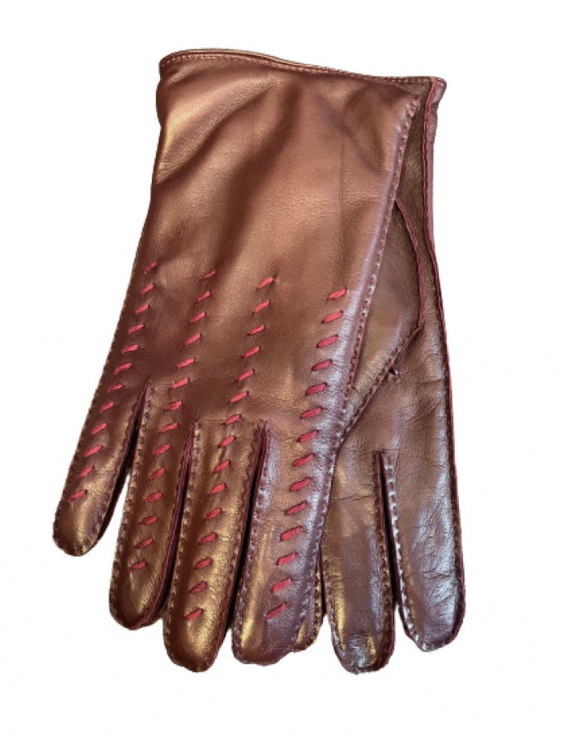 Handgenaaide herenhandschoenen in contrasterende kleur met kasjmier gevoerd leer -Garry