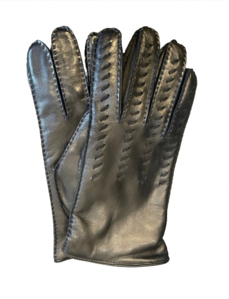 Handgenaaide herenhandschoenen in contrasterende kleur met kasjmier gevoerd leer -Garry