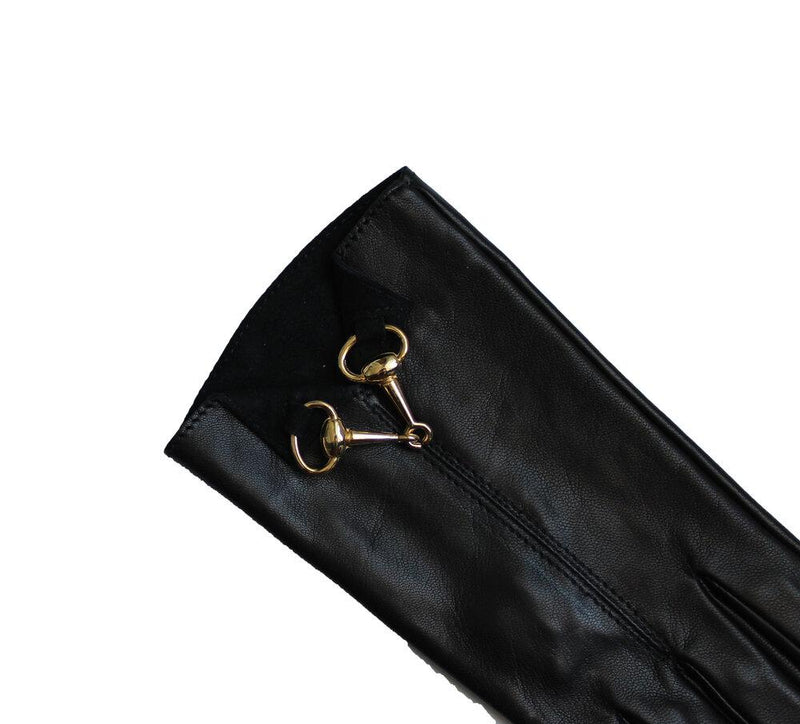 Zijden gevoerde leren dameshandschoenen met Horsebit-detail-Isabella-sluiting aan de voorkant