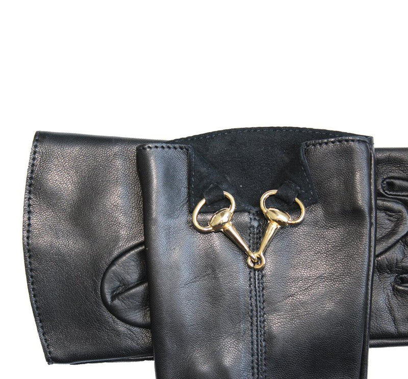 Zijden gevoerde leren dameshandschoenen met Horsebit-detail-Isabella-sluiting aan de voorkant