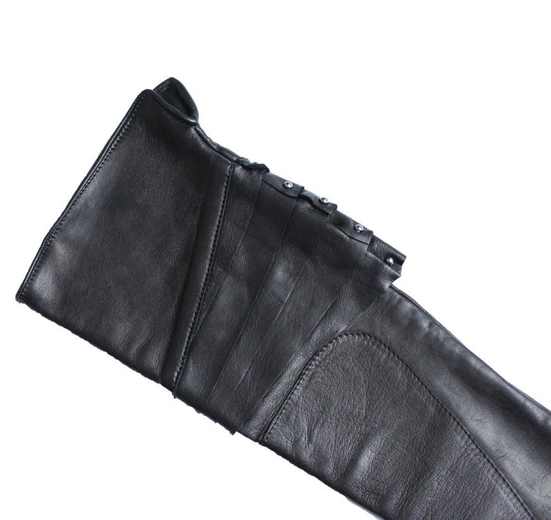 Lange zwarte lederen dameshandschoenen met manchetdetails met studs, Montserrat-klinknagel
