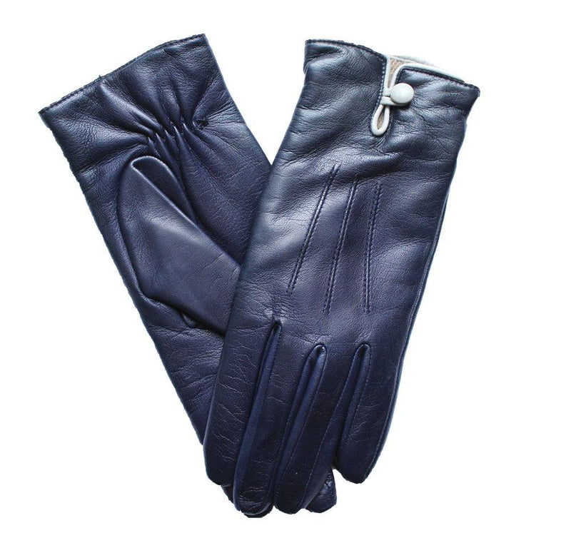 Met de hand genaaide, met kasjmier gevoerde leren dameshandschoenen Rosario