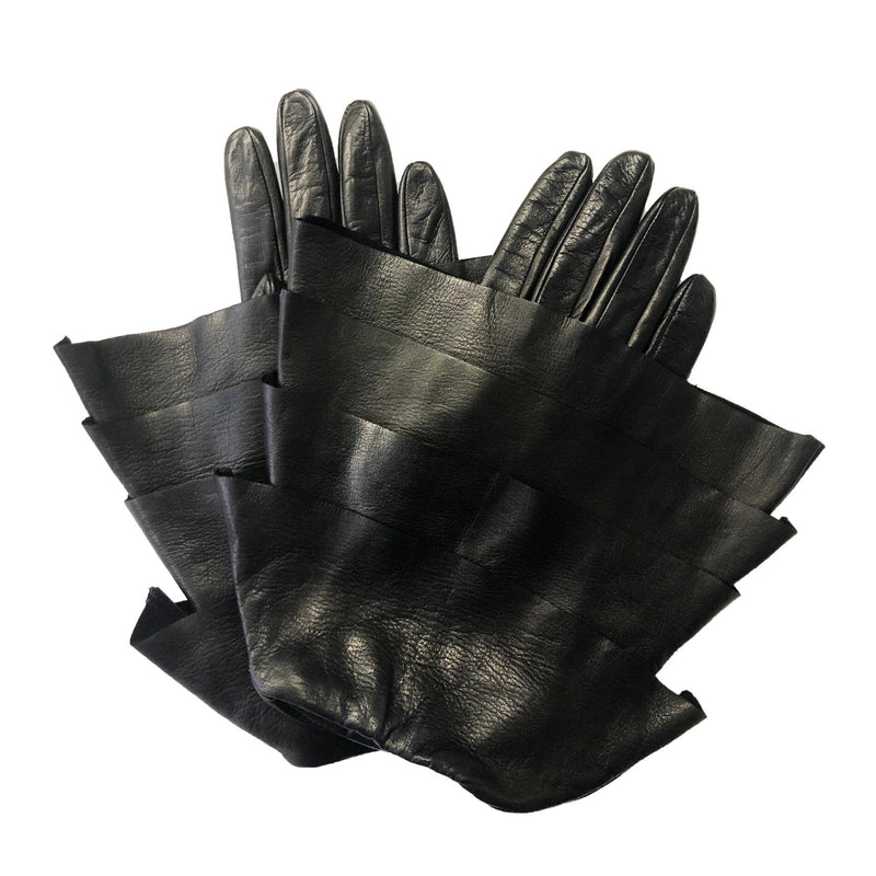 Zijden gevoerde zwarte leren dameshandschoenen-Molly 2