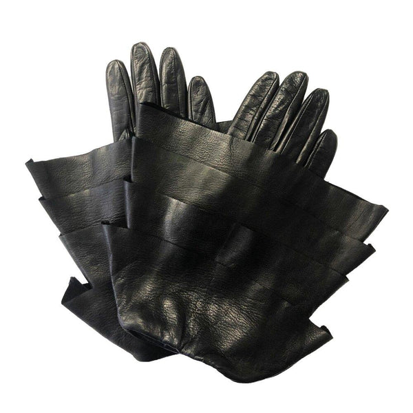 Zijden gevoerde zwarte leren dameshandschoenen-Molly 2