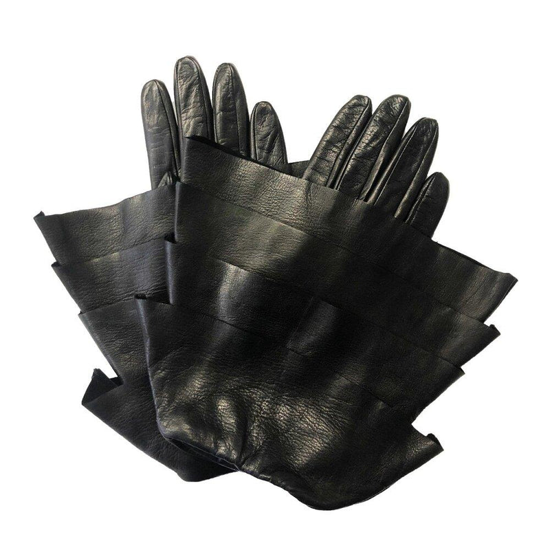 Zijden gevoerde zwarte leren dameshandschoenen-Molly 2