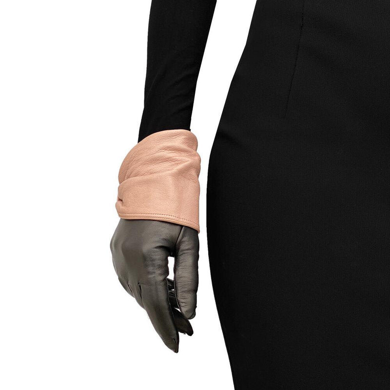 Dameshandschoenen met zijden voering en contrasterend leer - Julie