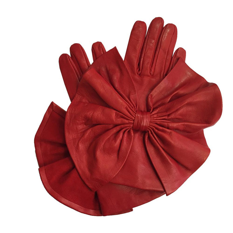 Dameshandschoenen van luxe leer met oversized strikdetail-Minnie Massive