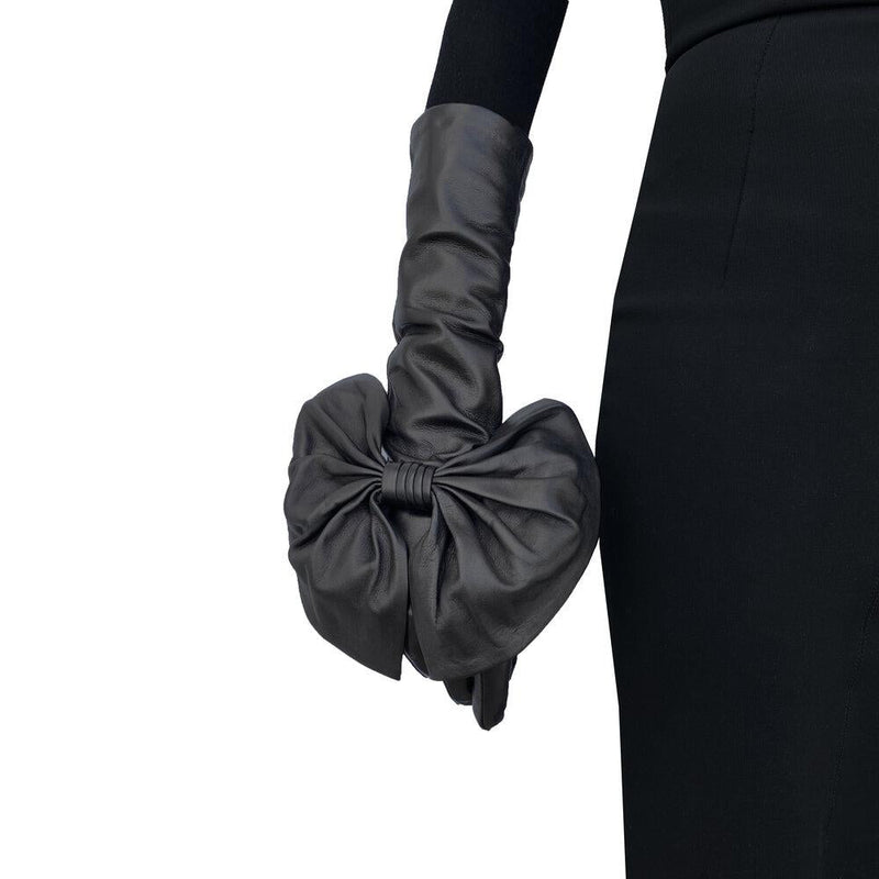 Dames Opera lederen handschoenen met grote strik Detail-Montserrat Minnie Massive