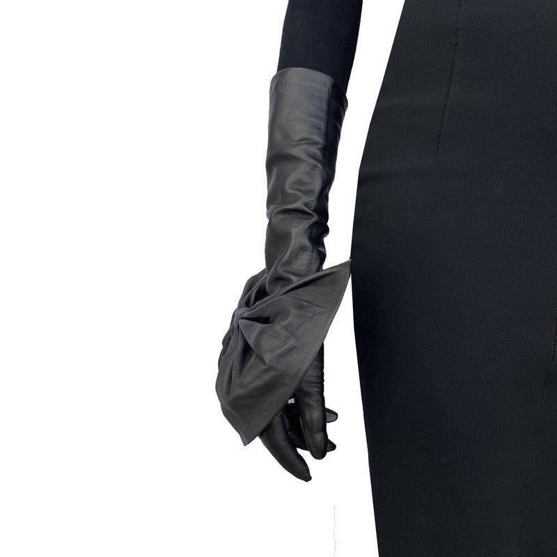 Dames Opera lederen handschoenen met grote strik Detail-Montserrat Minnie Massive