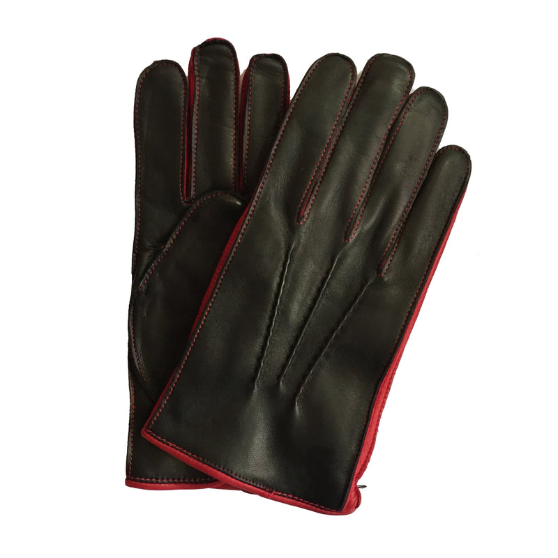Herenhandschoenen van kasjmier gevoerd leer met contrasterende kleurdetails-O'Connell