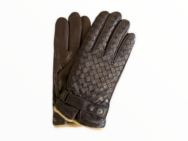 Herenhandschoenen van kasjmier gevoerd leer met geweven detail Hamilton 2