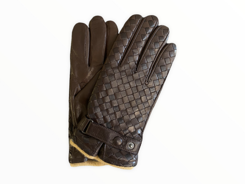 Herenhandschoenen van kasjmier gevoerd leer met geweven detail Hamilton 2