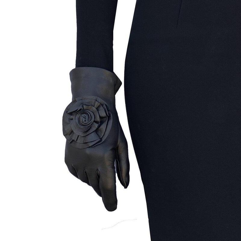 Rose lederen handschoenen
