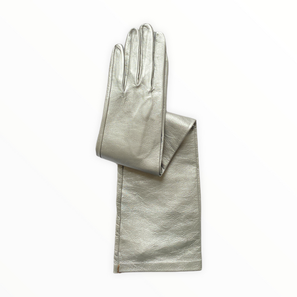 Lange leren operahandschoenen voor dames - Montserrat Metallic 8bt