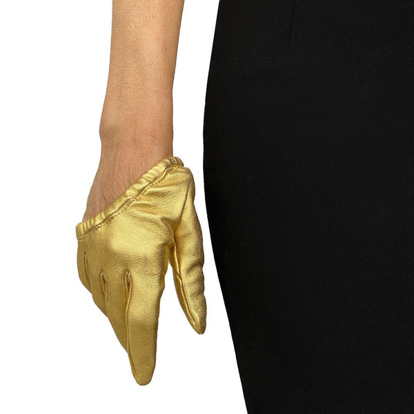 Goudkleurige leren dameshandschoenen-Stephanie Metallic