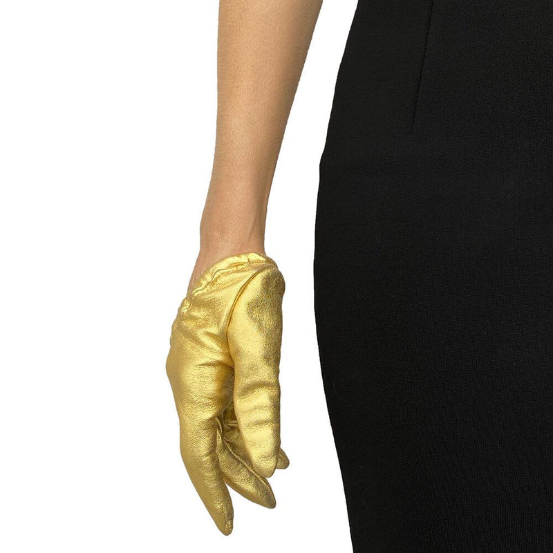 Goudkleurige leren dameshandschoenen-Stephanie Metallic