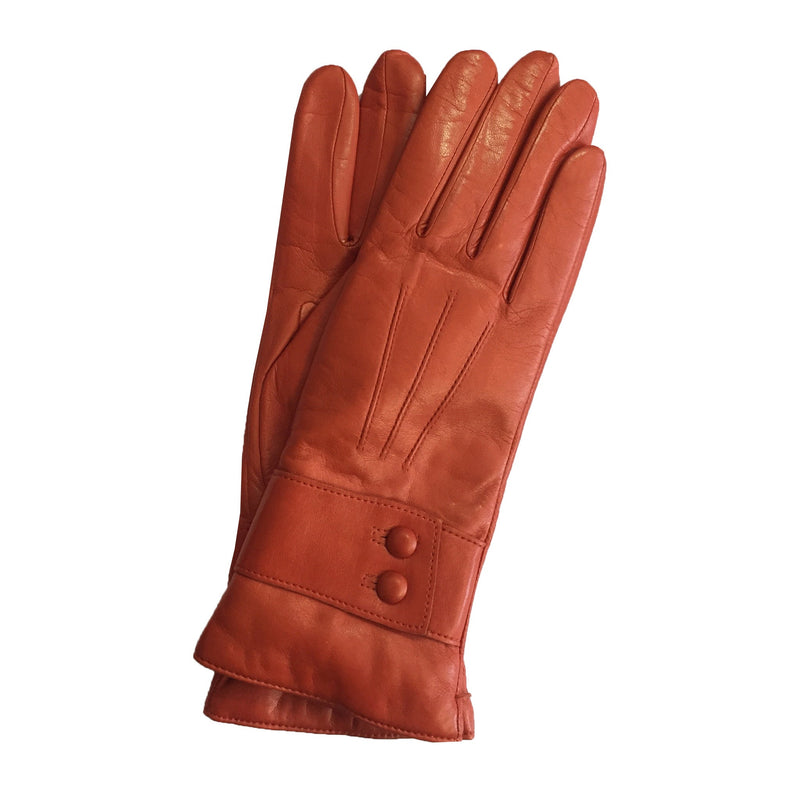 Kasjmier gevoerde leren dameshandschoenen met armband met knopen.-Belle