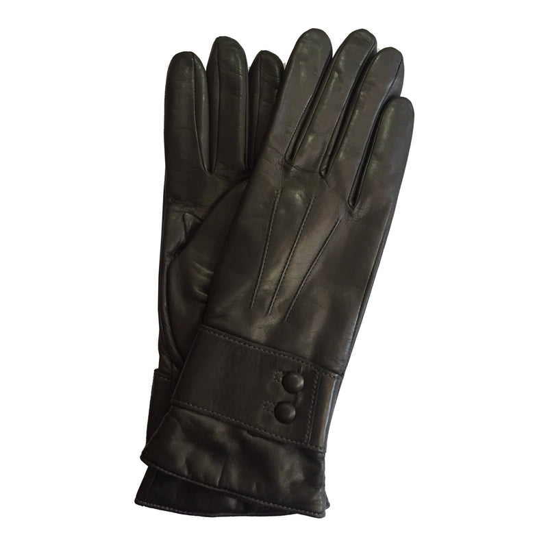 Kasjmier gevoerde leren dameshandschoenen met armband met knopen.-Belle