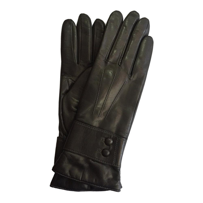 Kasjmier gevoerde leren dameshandschoenen met armband met knopen.-Belle