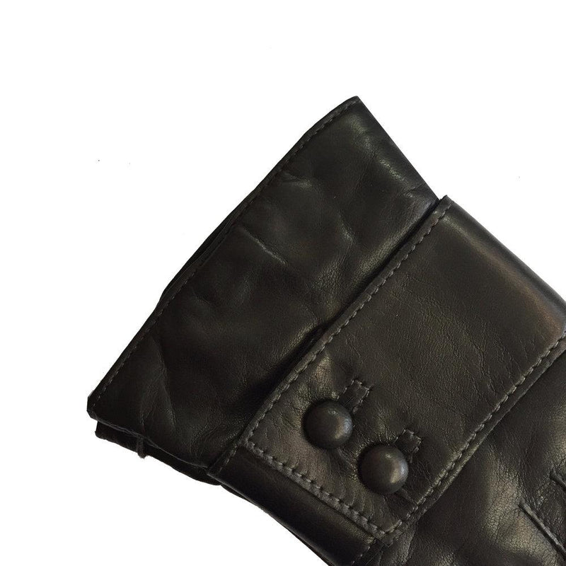 Kasjmier gevoerde leren dameshandschoenen met armband met knopen.-Belle
