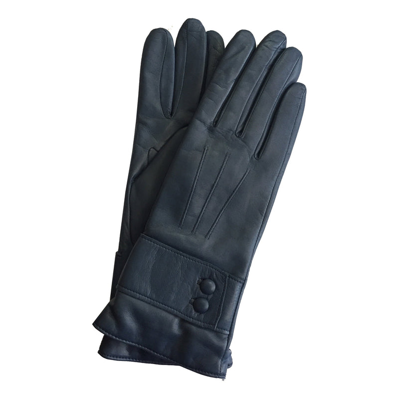 Kasjmier gevoerde leren dameshandschoenen met armband met knopen.-Belle