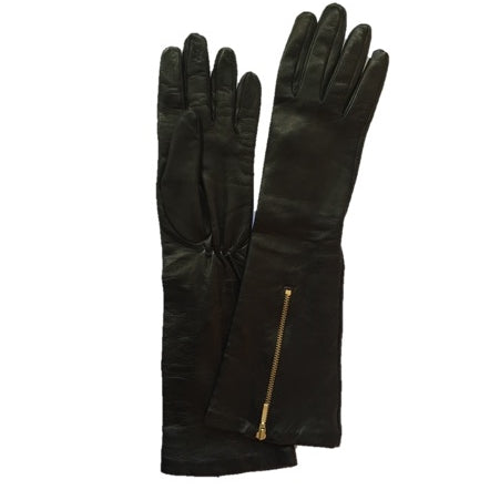 Leren dameshandschoenen met rits tot ellebooglengte, Jacqueline 8BT