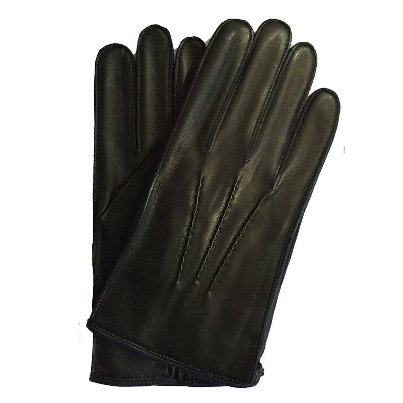 Herenhandschoenen van kasjmier gevoerd leer met contrasterende kleurdetails-O'Connell