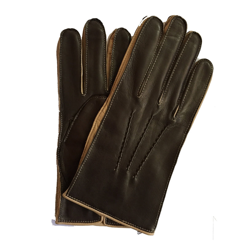 Herenhandschoenen van kasjmier gevoerd leer met contrasterende kleurdetails-O'Connell