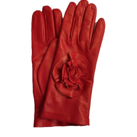 Rose lederen handschoenen