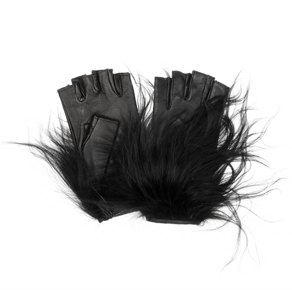 Vingerloze handschoenen van Mongools bontleer voor dames-Barbara Cuff