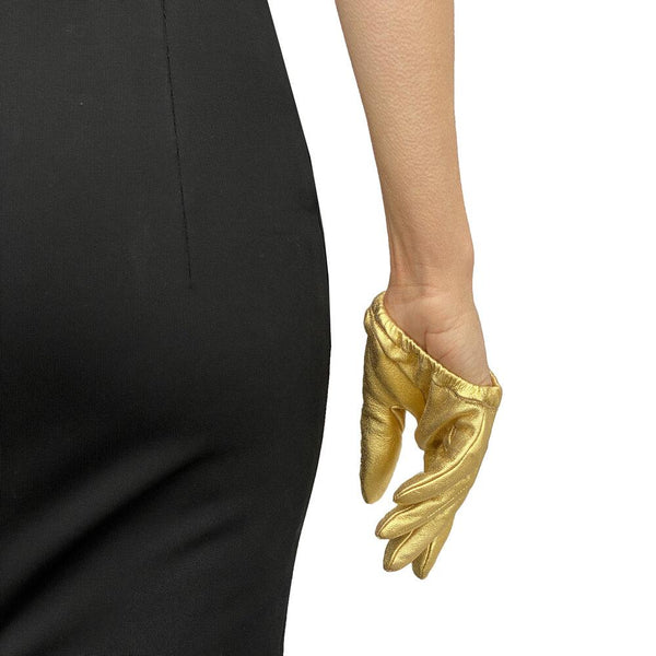 Goudkleurige leren dameshandschoenen-Stephanie Metallic